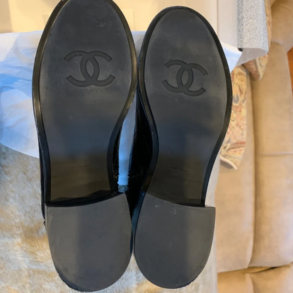 Chanel Black Rev Lambskin Black Short Boots sz 39